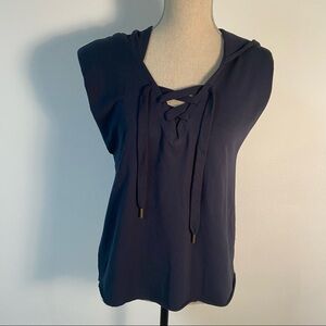Sundays Women’s Sleeveless Top Hooded Navy Size 2 New